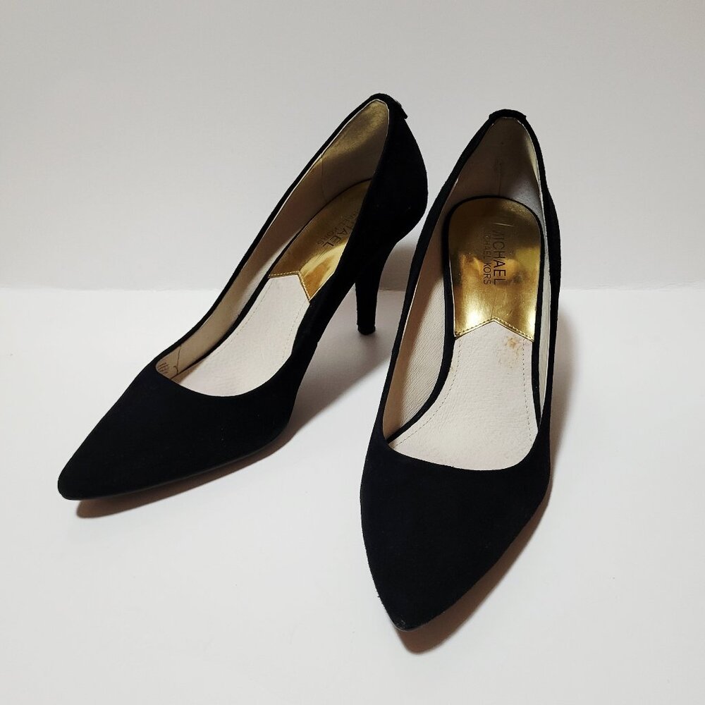 Michael Kors Elegant Black Suede Pointed Stiletto Shoes Heels Size 9.5